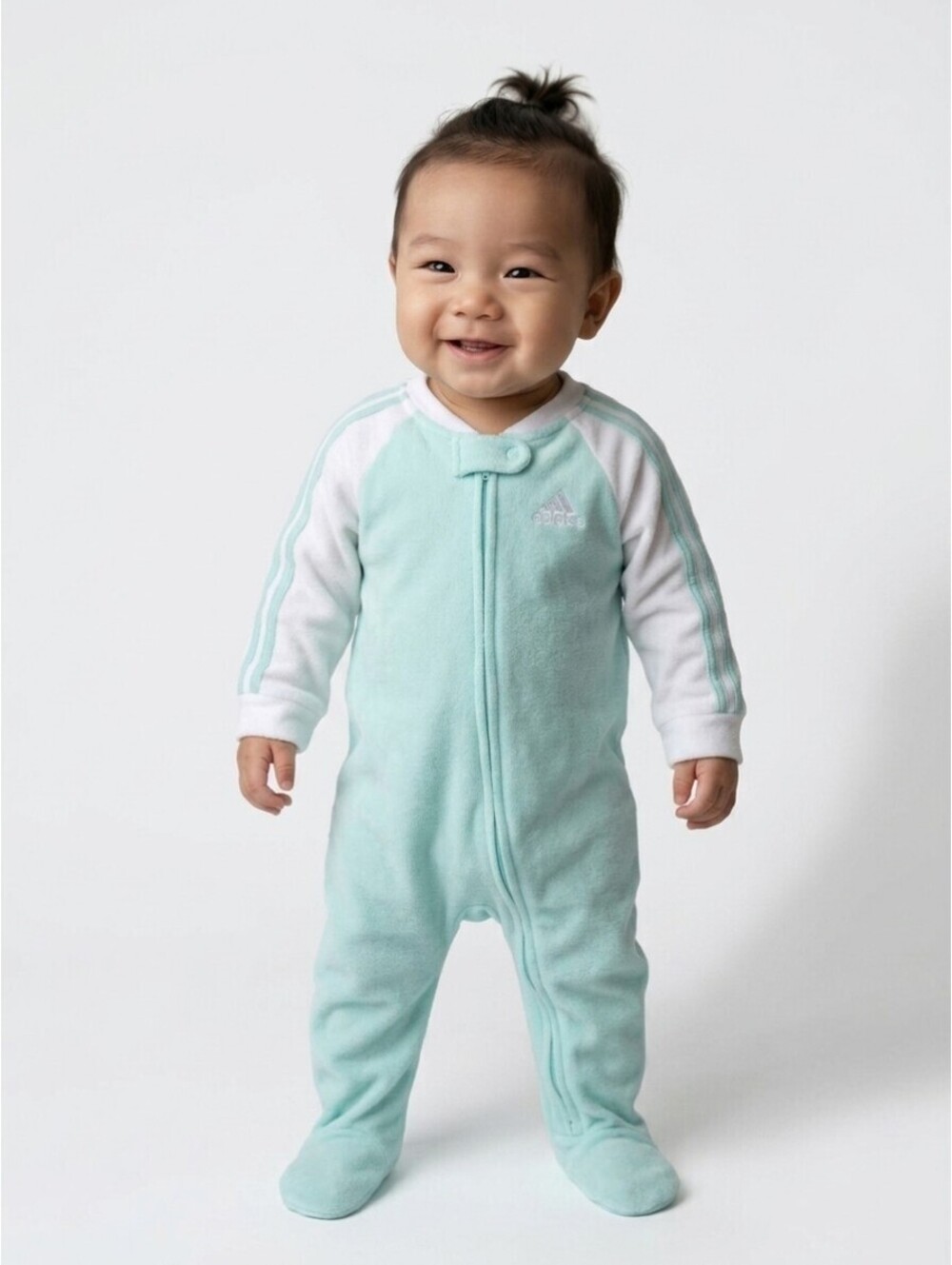 Adidas Hooded Fleece Zip Up One Piece Outfit 6 Months